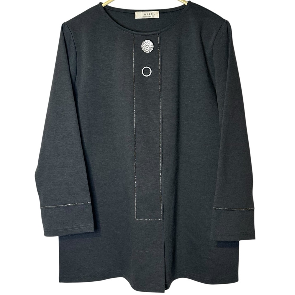 Louie Korean Avant Garde Metal Button Lagenlook Artsy Minimalist Tunic Blouse